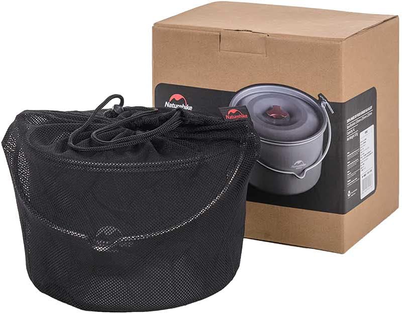 Naturehike Camping Soup Pot Cookware with Lid Large Outdoor Portable Hanging Pot Cooking Set for 1-6 People