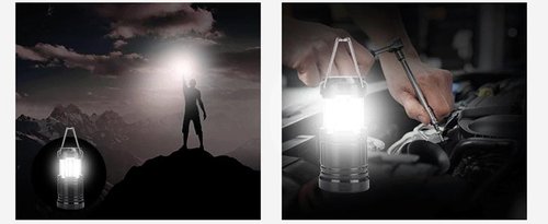 Lightahead Set of 4 Portable Outdoor LED Camping Lantern, Black, Collapsible. Great for Emergency, Tent Light, Backpacking (Without Battery)
