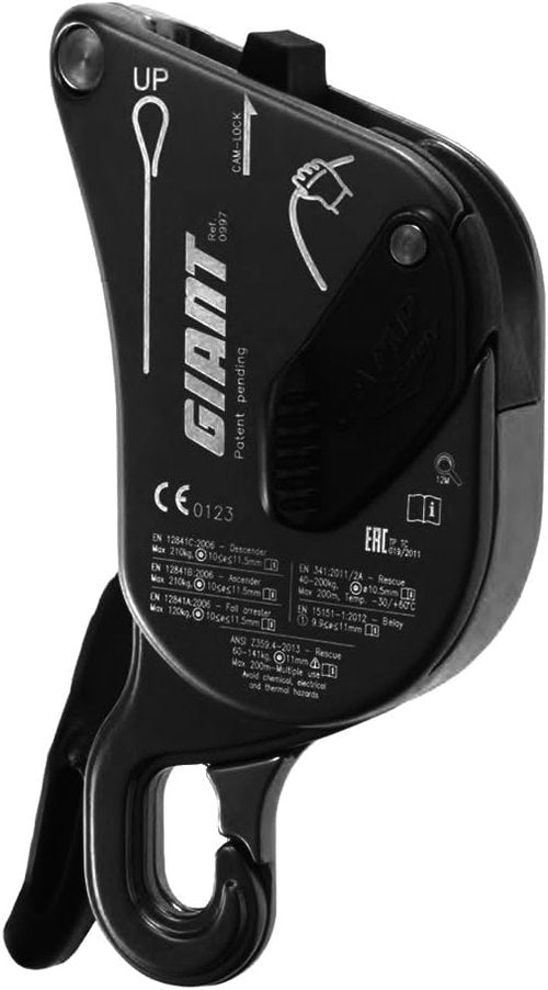 CAMP GIANT BLACK Descender auto-braking descender for rope access and rescue ANSI