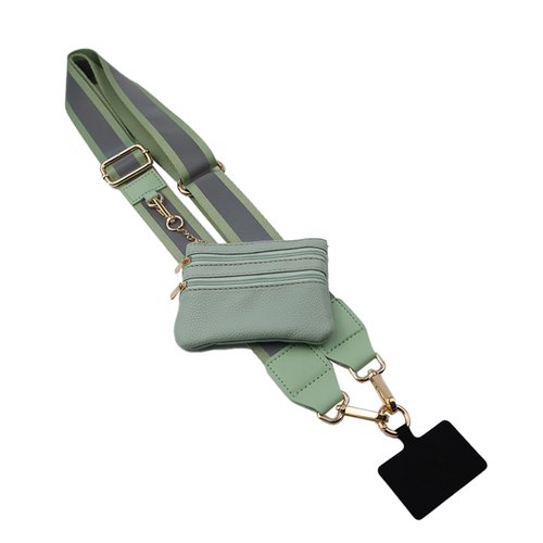KSOPUERT Reflective Phone Strap for Walking at Night Adjustable Chain Phone Lanyard with Wallet for Runners Walkers Men Women Dog Walking，Reflective Light Green