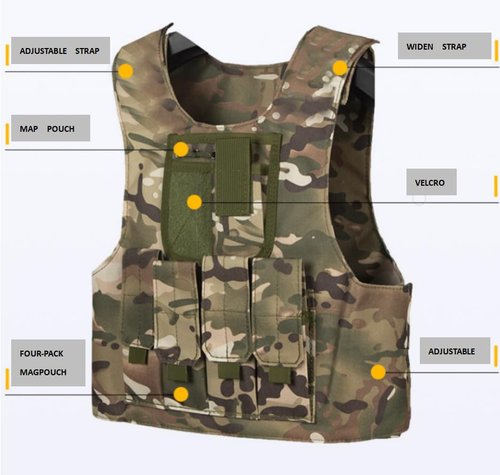 Invenko Kids Tactical Molle Airsoft Vest Outdoor Hunting Paintball Sports Outdoor Gaming Security Gurad Duty Cosplay Soft Vest (Camo-Kid)