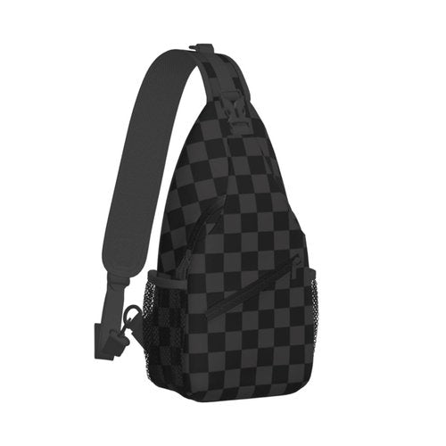 Sling Backpack Trendy Sling Bag Multipurpose Crossbody Sling Travel Hiking Crossbody Shoulder Backpack (Black Checkered)