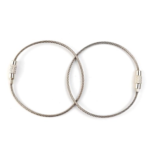ROYHOO 50PCS Stainless Steel Wire Keychains Cable, Key Rings, Heavy Duty Luggage Tags Loops Tag Keepers 1.5mm Twist Barrel (Cable Length: 5.9 inches)