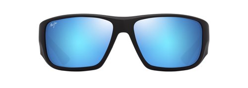 Maui Jim Men's Keha Rectangle Sunglasses, Matte Black/Blue Hawaii Polarized, Large