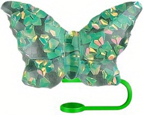 Stanley Cup Butterfly Straw Cover Cap - Bling Bow Straw Covers for Tumbler, Dust-Proof Silicone Tips (Green)