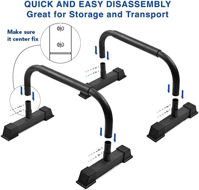 Yes4All Steel/Solid Wood Push Up Stand Parallel Bars Parallettes Non-slip Rubber Feet For Floor Use, Supports Calisthenics Exercises and Upper Body Strength Workouts Perfect For Men And Women