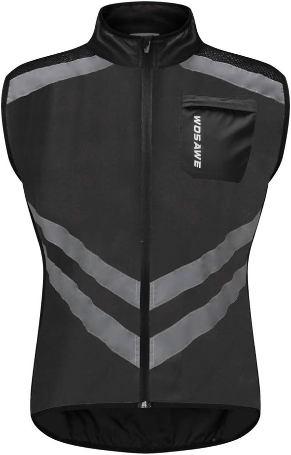 WOSAWE Men's High Visibility Cycling Wind Jacket Water Resistance Reflective Windbreaker
