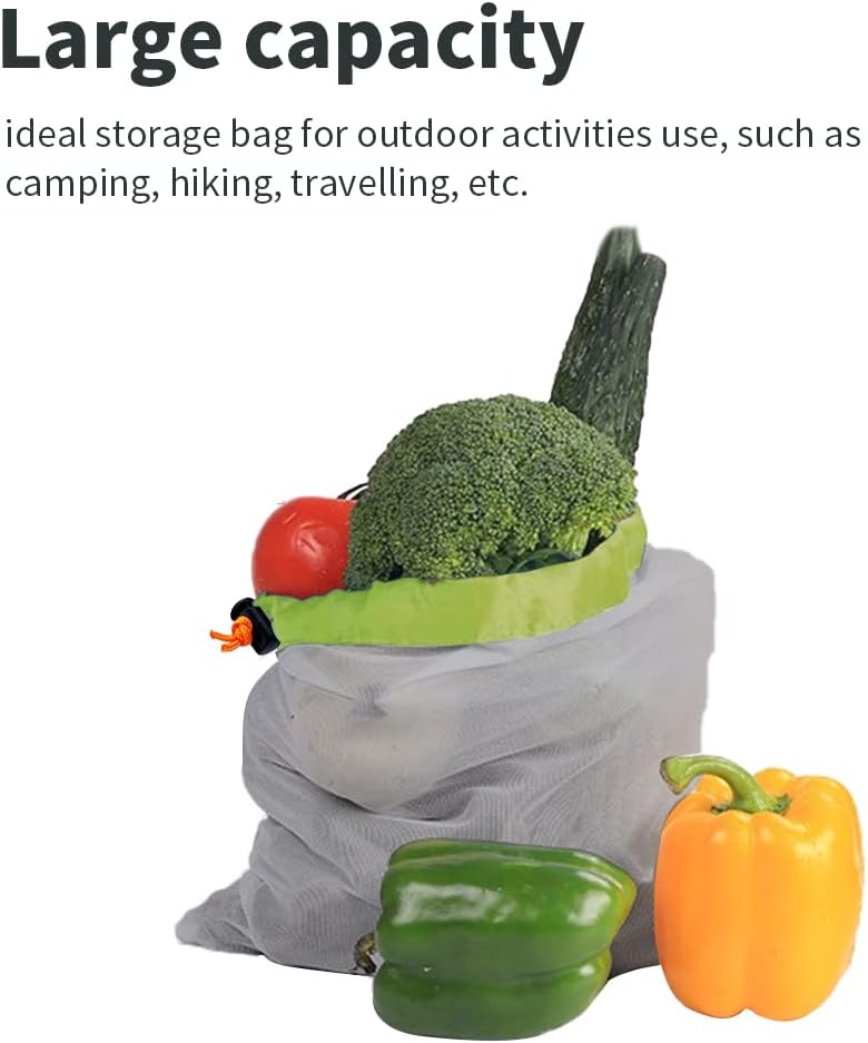 VGEBY Nylon Mesh Stuff Storage Sack Drawstring Mesh Bag Drawstring Sleeping Bag Storage Sack for Camping Hiking Backpacking (L-Green)