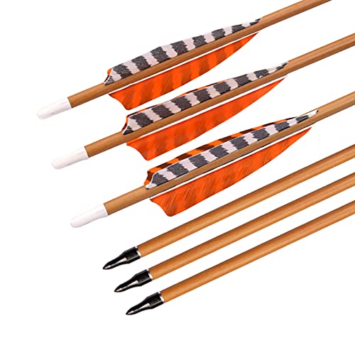 Elong 6pk 30" Archery Carbon Arrows Wood Camo Spine 700 Recurve Bows Turkey Feather Arrow