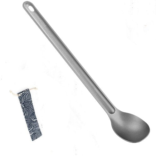 FJYXCHENXM Backpacking Stainless Steel Long-Handled Spoon with Carry Bag for Camping and Hiking, 21.8cm
