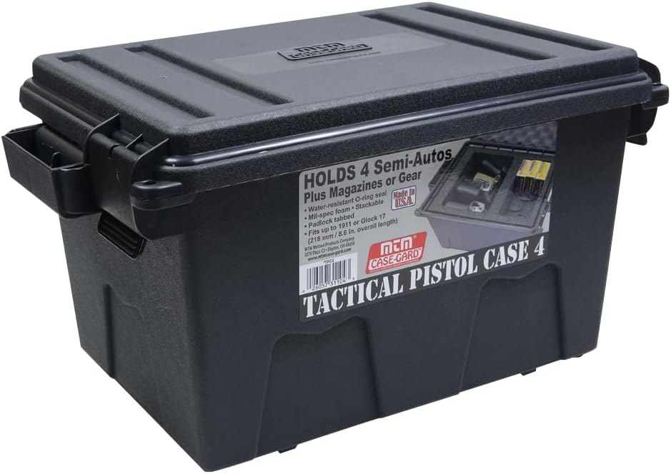 MTM TPC Tactical Pistol Case Subcompact, Water-Resistant O-Ring, Heavy-Duty Latching System, USA Made