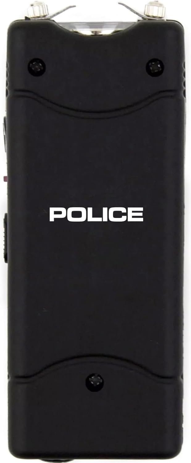 Police Stun Gun for Self Defense 801 – High Voltage Mini Rechargeable with LED Flashlight, Compact & Heavy Duty – Personal Security for Women & Men – Black