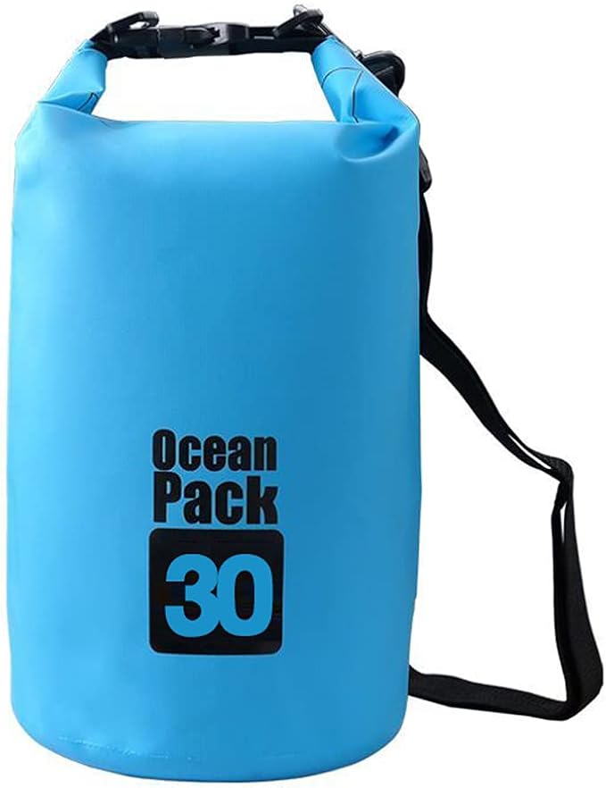 Outdoor Dry Sack/Floating Waterproof Bag 2L/3L/5L/10L/15L/20L/30L for Boating, Kayaking, Hiking, Snowboarding, Camping, Rafting, Fishing and Backpacking (Blue, 30L)