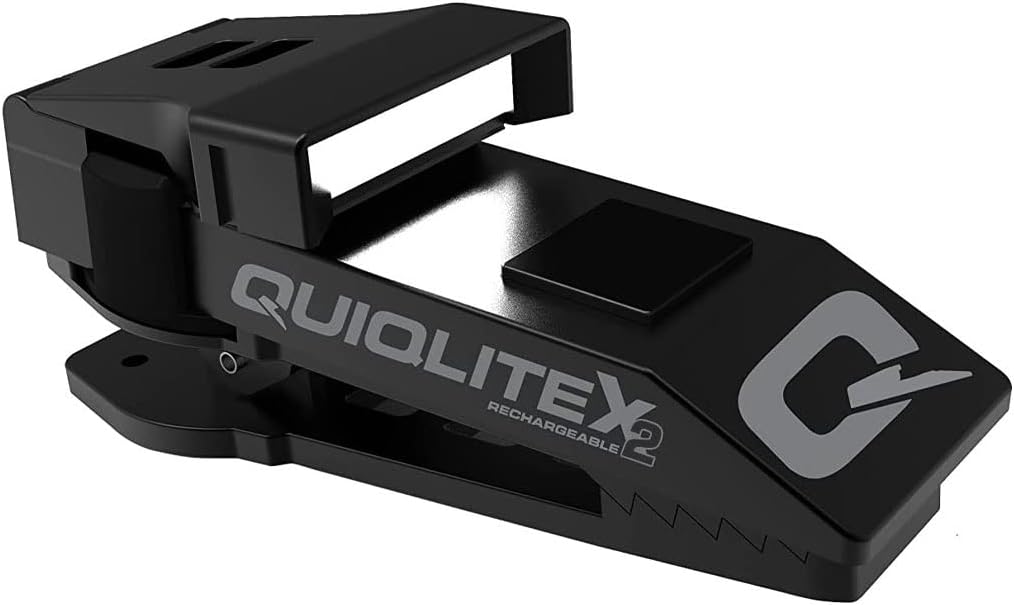 QUIQLITEX2 Tactical Red/White Hands-Free LED Pocket Light, 20-200 Lumens, Aluminum Housing (USB Rechargeable)