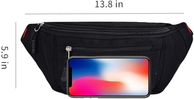 2 Packs Fanny Packs for Men and Women, Water Resistant Sports Waist Pack Bag Hip Bum Bag for Travel Hiking Running (Black + Light Blue)