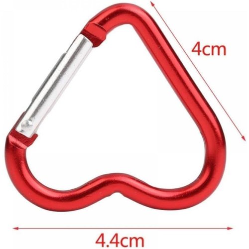 Heart Carabiner Clip, 2Pcs Red Heart Shape Carabiners Keychain Clips, Snap Hook Key Ring for Camping Accessories, Backpack Water Bottle Aluminum Alloy Accessory and Keychain Carabiners