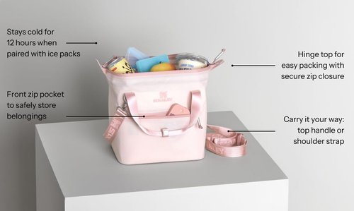 Stanley All Day Julienne Mini Soft Cooler Bag and Lunch Box 7.4 Quarts | 10 Can Cooler with Handles and Strap | Stays Cold for Hours | Insulated Travel Bag with Zipper | BPA-Free | Fuchsia