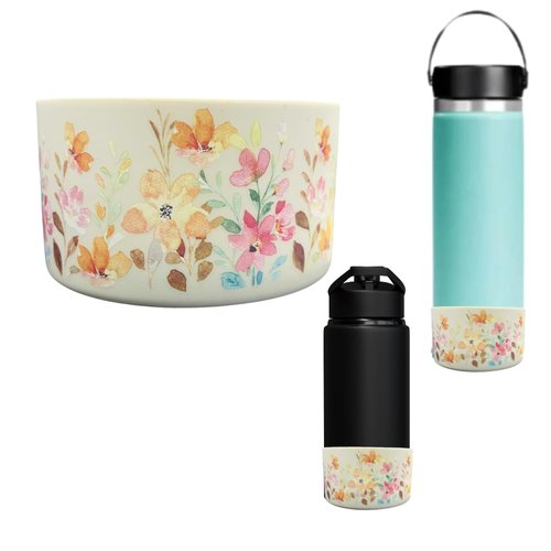Royalty Essentials Tumbler Protective Silicone Boot Boots for Stanley Water Bottles Cute Anti-Slip Sleeve Cover Water Bottles Fits 2.8-2.95" Base (Flowers)