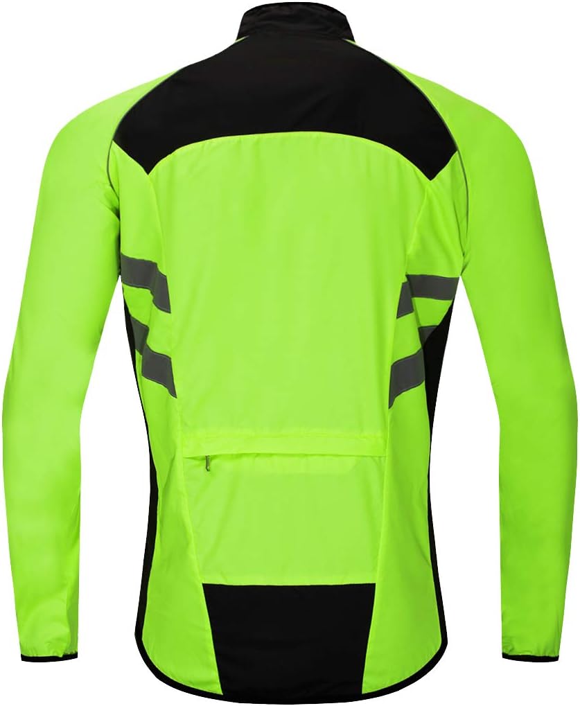 WOSAWE Men's High Visibility Cycling Wind Jacket Water Resistance Reflective Windbreaker