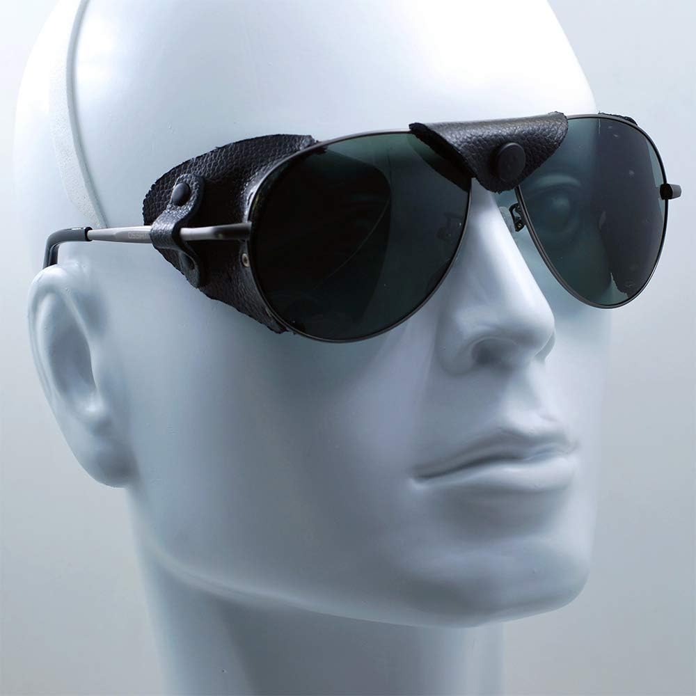 OSSAT Polarized sunglasses with side shields cowhide wind proof sunshade Classic Mountain Fishing eyewear