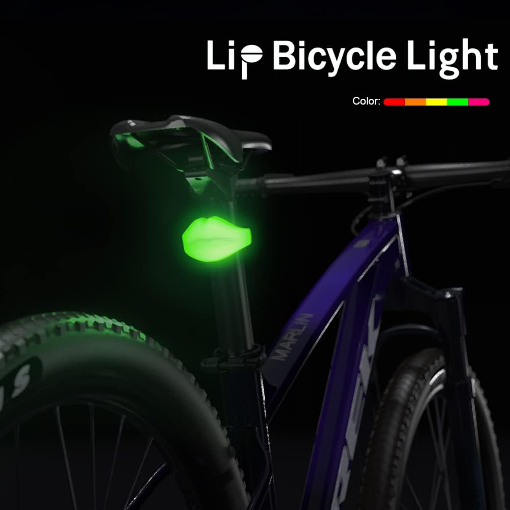 Volo Mmm Lip Shape Bike Rechargeable Tail Lights for Night Riding Fun Bicycle Decorations Skateboard Scooter BMX Accessories Kids Gift Soft Lights Led Flashing MTB Rear Safety Cycling Silicone
