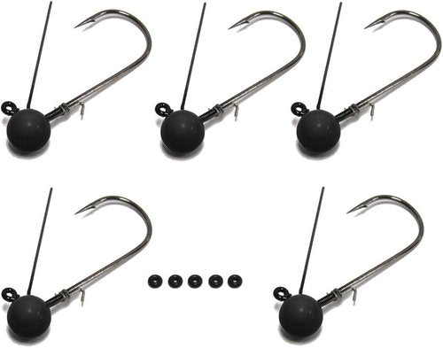 Harmony Fishing - Tungsten Weedless Ball Jigheads [Pack of 5 w/ 10 Bait Pegs] (Ball jig Heads for Swim jigs and Soft Plastics)
