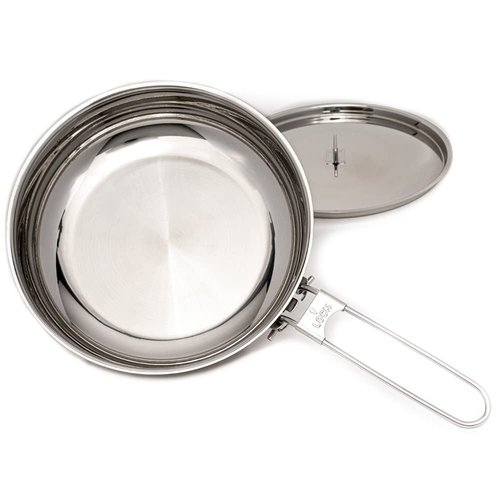 The Pathfinder School Stainless Steel Folding Skillet & Lid + Bush Pot & Lid Set – Durable Outdoor Cookware for Camping, Bushcraft, Survival, Hiking, & Backpacking Essentials