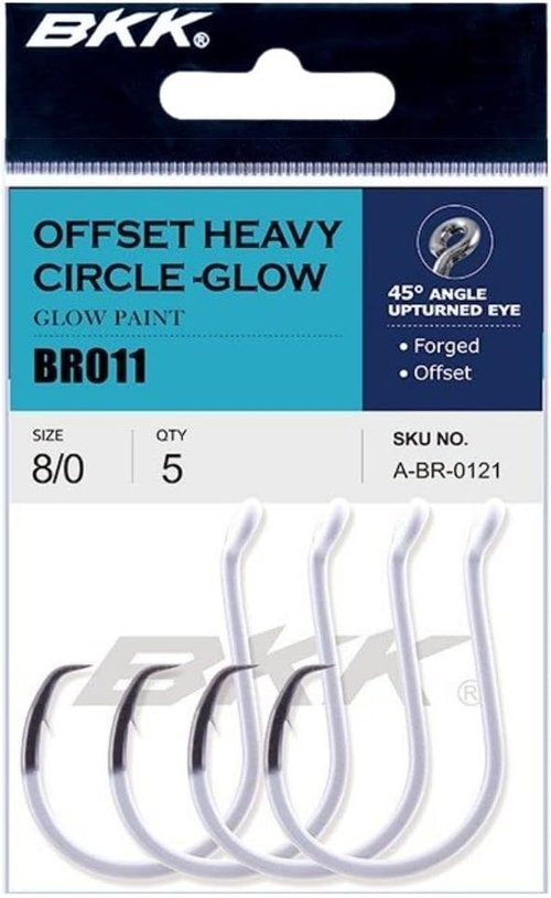 BKK Offset Heavy Circle Glow Hook | 2X | Glow in The Dark | Needle Point