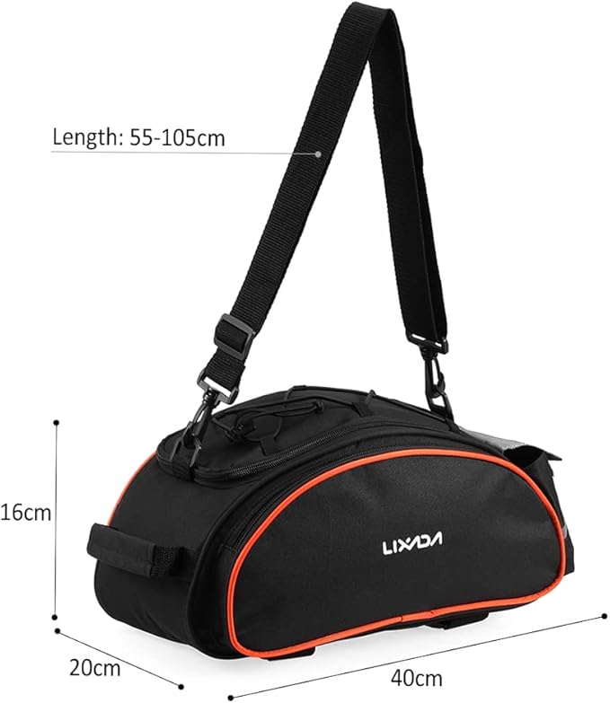 Lixada Bicycle Back Pannier Bag Bicycle Back Seat Bag Saddle Bag Shoulder Bag for Mountain Bike Cycling Outdoor