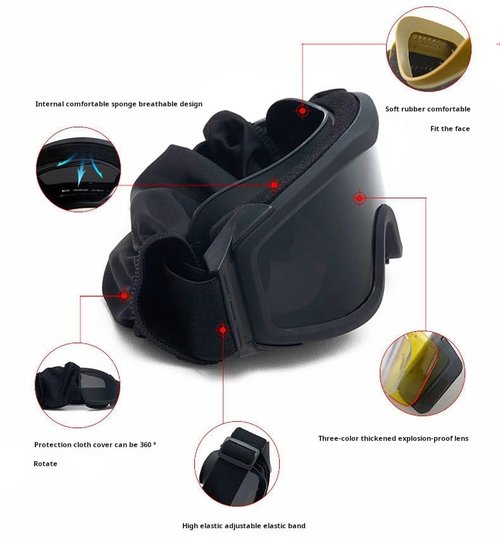 LEJUNJIE Airsoft Goggles, Tactical Safety Goggles Anti Fog Paintball Goggles with 3 Interchangeable lens Hunting Cycling