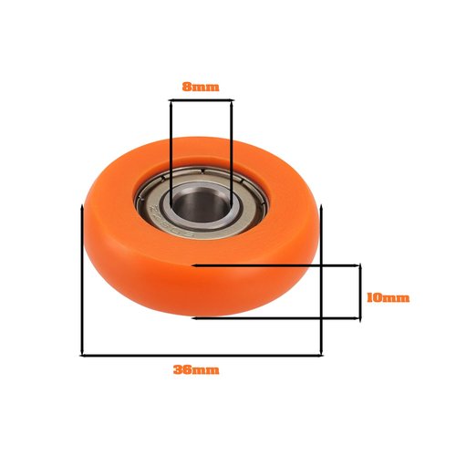 OTOTEC 2PCS Rowing Machine Seat Wheel Outer Diameter 36mm Width 10mm Inner Diameter 8mm Nylon Stainless Steel Roller Wheel with Bearing Load Capacity 67kg Orange