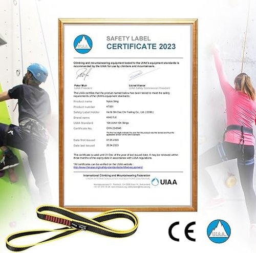 KINGTLE 20MM Nylon Climbing Sling Runner 22kN CE1019/EN566 UIAA Certified,Rock Climbing Webbing Straps for Rock Climbing,Mountaineering, Rappelling,3PCS