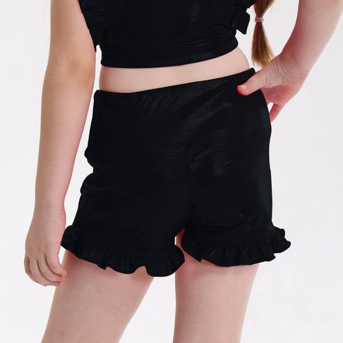 Syhuh Girls' Modern Ruffle Athletic Shorts - Gymnastics, Bright Black