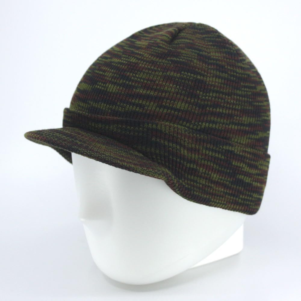 The Vintage Year Plain Sports Visor Billed Knit Radar Cuff Beanie