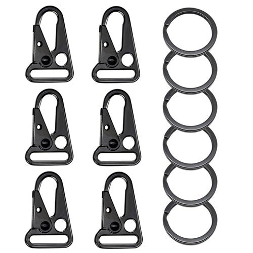 1 Inch Metal Rifle Enlarged Mouth Single Point Slings Clip for Paracord Webbing Strap for Keychain Snap Hooks Outdoor Backpack Tactical Carabiners (6PCS(Black))