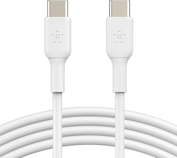 Belkin USB-C to USB-C Fast Charging Cable (1M/3.3ft) for iPhone 16, iPhone 16 Pro, iPhone 16 Pro Max, iPhone 16 Plus, Galaxy S25, S24, Note, Pixel, iPad Pro, Nintendo Switch 2, Carplay & More - White