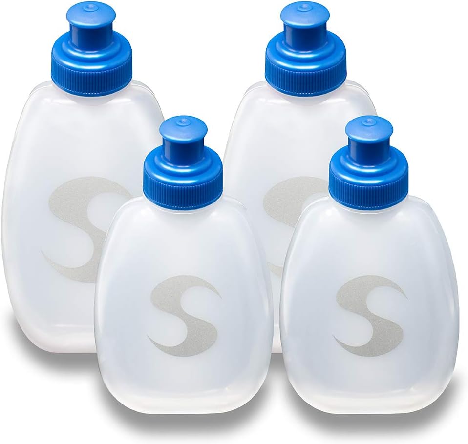 Synergy Reusable Handheld Hydration Running Water Bottles (4-Pack) (6oz 4-Pack, Blue)