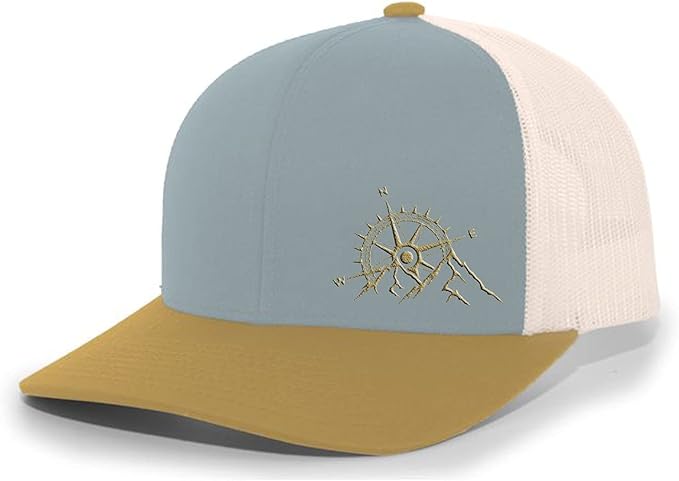Trenz Shirt Company Men's Outdoors Mountain Scenic Forest Compass Woodland Embroidered Mesh Back Trucker Hat