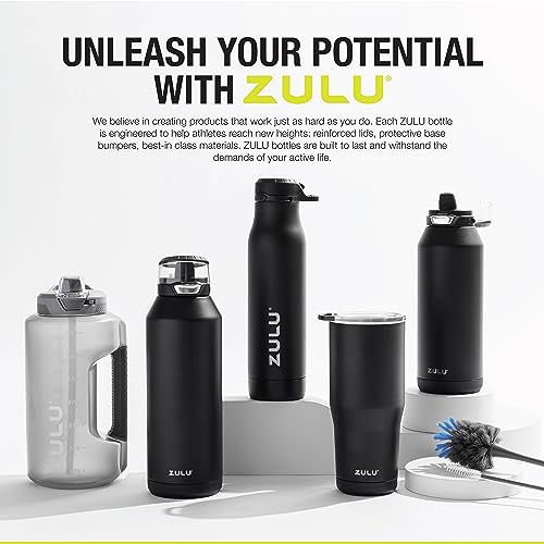 Zulu Goals Gallon 128oz Large Water Bottle Jug with Time Marker & Handle for All Day Hydration | Silicone Soft Straw with Locking Leak-Proof Lid | For Gym, Camping, Workout, and Outdoors | Dusty Blue