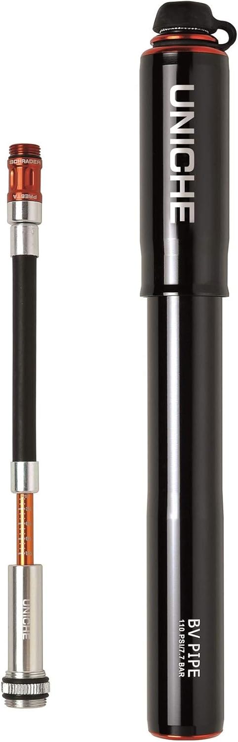 UNICHE Tech HV Bike Frame Pump with Gauge Fits Presta & Schrader - High Volume - Portable Mini Bicycle Pump for Mountain and BMX Bikes, Includes Mount Kit – Large