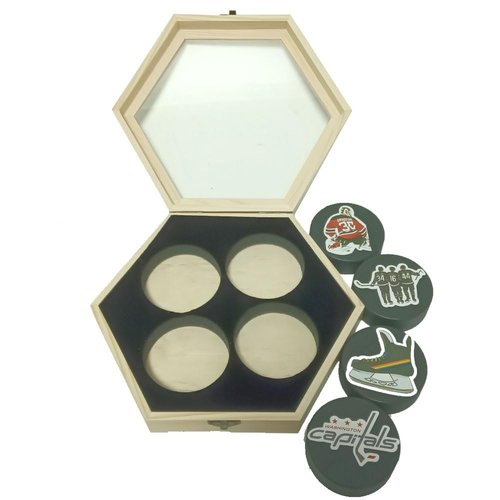 Hockey Display Case, Hockey Rack, Hockey Display Case with UV Resistant Vintage Lock, Holds 4 Hockey Pucks (Pucks Not Included)...