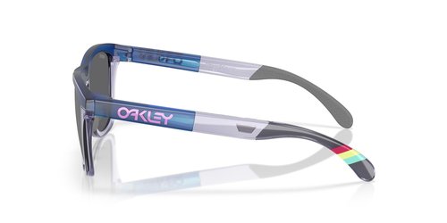 Oakley Men's OO9284 Frogskins Range Round Sunglasses, Matte Transparent Blue/Prizm Black, 55 mm