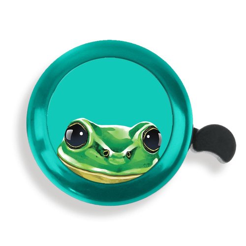 WIRESTER Green Aluminum Round Bike Bell, Classic Ring Bicycle Bell, Bike Accessories Bell Ring for Adults Kids Girls Boys - Green Frog