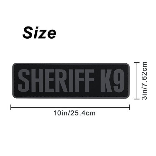 uuKen PVC Sheriff K9 Patch Gray 10x3 inches for Training Vest Uniform Bags Backpacks Plate Carrier(Black and Gray,XL 10"x3")