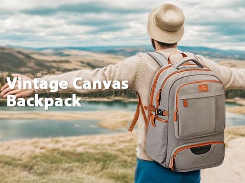 MATEIN Canvas Backpack for Men with Shoe Compartment, Large TSA Friendly Vintage Travel Backpack with USB Port, Anti-Theft RFID Pocket, Waterproof Wet Pocket
