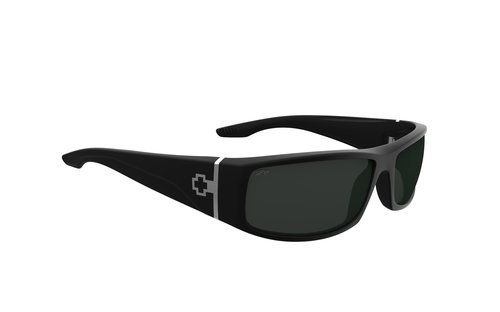 Spy Optic Men's Cooper Rectangular Sunglasses, Matte Black-Happy Gray Green, 60mm