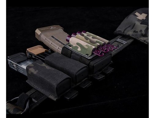 Tactical Glow Stick Pouch Chemlight Pen Holder Flashlight Battery Organizer Molle Gear Glow Sticks Panel (Black)