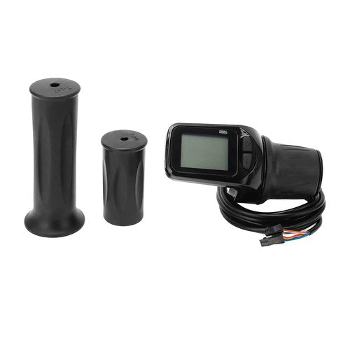 Leapiture Electric Bike Half Throttle Grip, S886 Electric Bike Throttle Handle with LCD Display Panel Headlight Interface 5P + 2P Ordinary Cable for 24V 36V 48V 60V