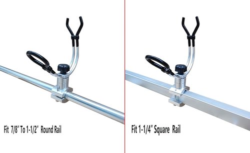 BroCraft Aluminum Rail Mount Clamp on Rod Holder / Pontoon Boat Square Mount Rod Holder