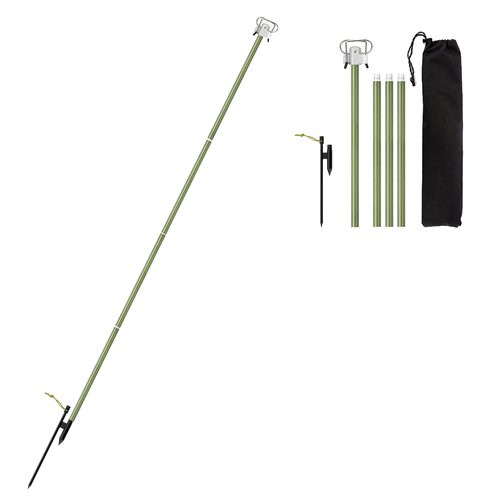 HXBER Portable Camping Folding Lamp Pole Lightweight Collapsible Aluminum Lantern Stand Outdoor Light Hanger Holder Stick for Camping Hiking Fishing Garden BBQ